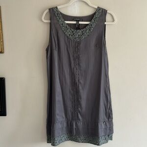 Gentlefawn Grey Sleeveless Lace Trim Sheath Dress Women's Size Lg